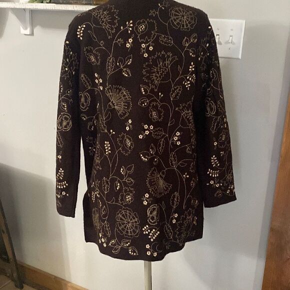 Cambridge Dry Goods brown wool jacket blazer coat embroidered size small - Picture 7 of 13